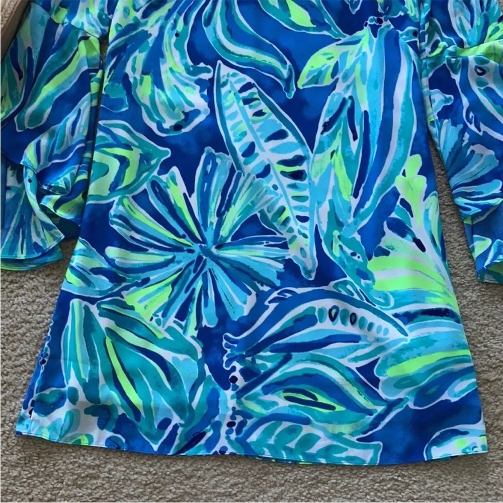 Lilly Pulitzer Rosalia Dress Beckon Blue Palm Passage - Picture 5 of 9